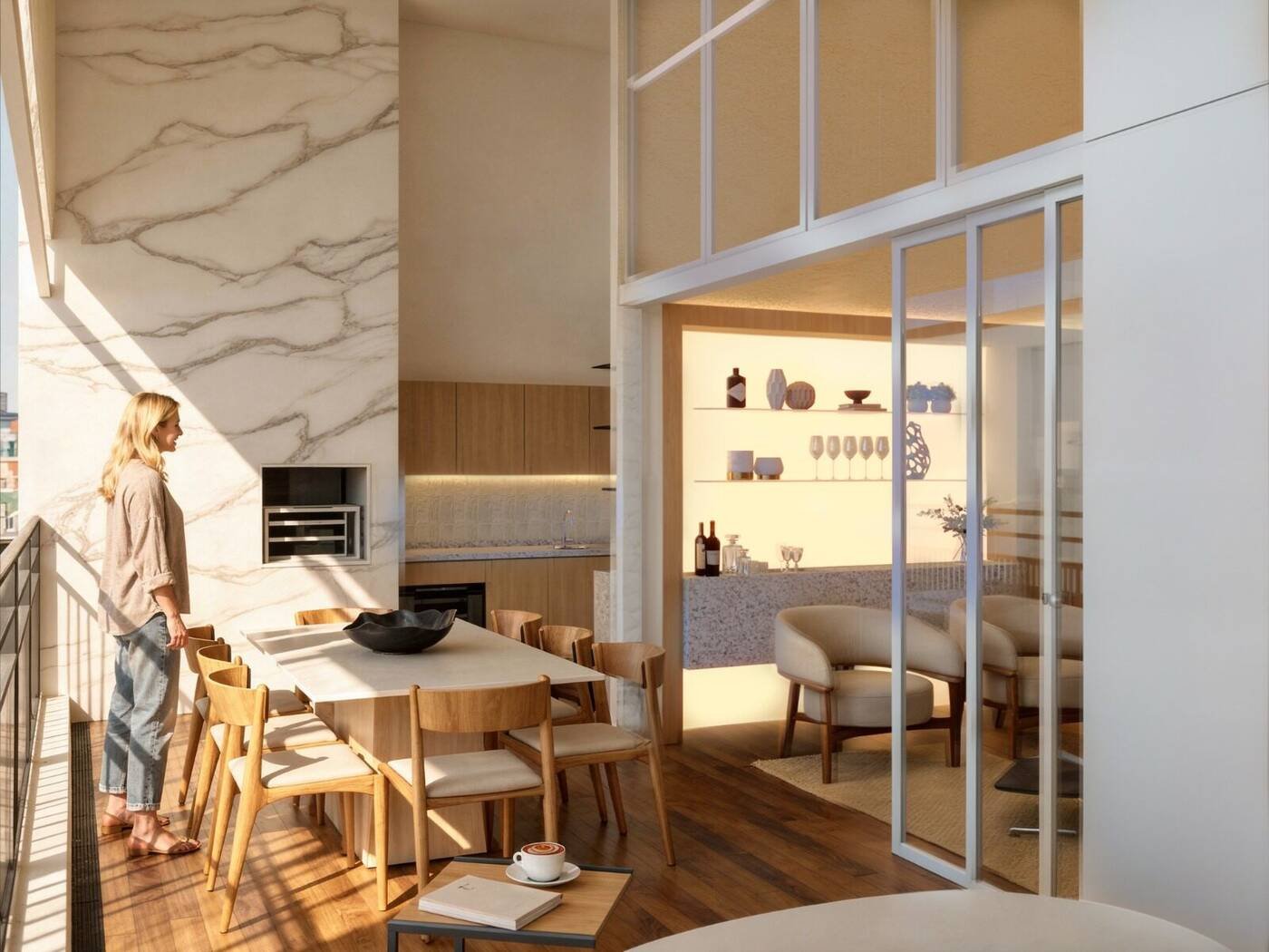 Varanda Gourmet e Cozinha com Vista da Cidade — Apartamento C|D, Perdizes, São Paulo — ML Arquitetos Associados