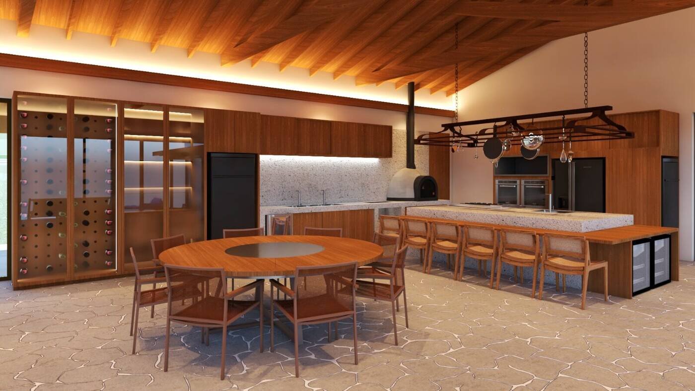 Cozinha Gourmet com Forno de Pizza e Adega — Casa M|P, Porto Feliz, SP — ML Arquitetos Associados